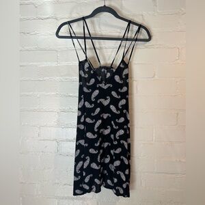 Brandy Melville Black Mini Dress with White Paisley Print